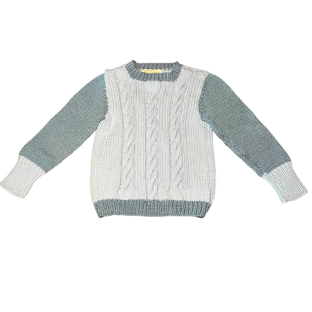 Handmade Two-Tone Cable Knit Sweater toddler 3T